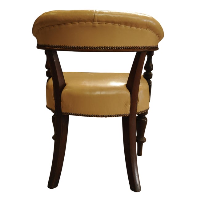 19th Century Cream Leather Buttonback Open Frame Armchair For Sale - Image 6 of 10