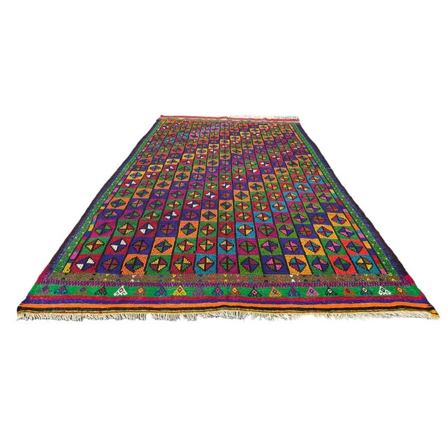 1980s Vintage Turkish Traditional Kilim Rug For Sale - Image 5 of 11