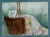 Shabby Chic 1980s Watercolor Painting of a White Cat in a Basket, "Hide and Seek" Signed by Nedra Wood For Sale - Image 3 of 11