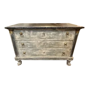19th Century French Empire Painted Commode With Marble