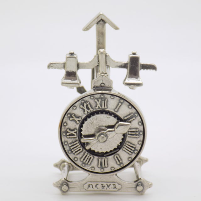 Large Vintage Italian Silver 800 English Clock Figurine from Arezzo, 1980s For Sale - Image 14 of 14