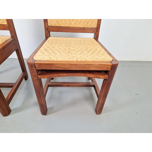 Set of Art Deco Dutch Haagse School Oak Rattan Chair, 1930s For Sale - Image 4 of 15