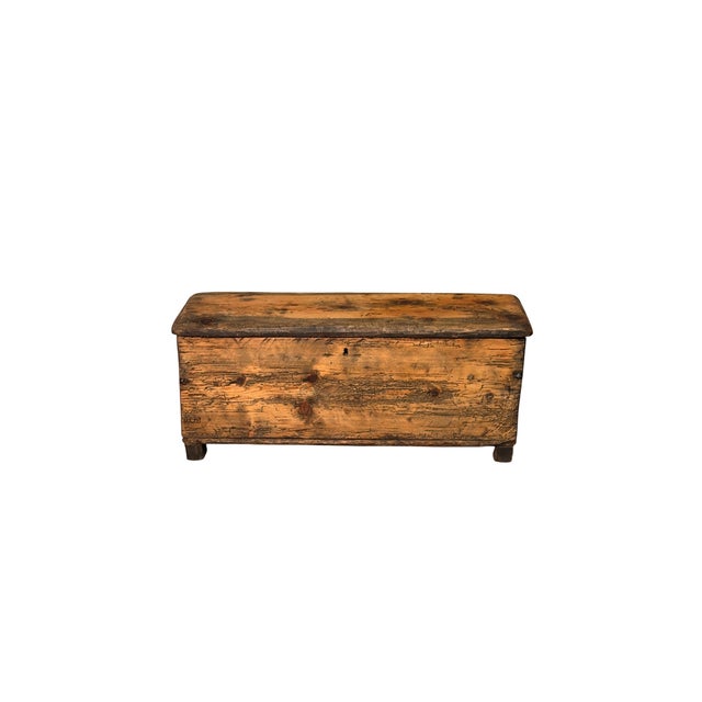 Antique Fir Trunk, 1890s For Sale - Image 4 of 4