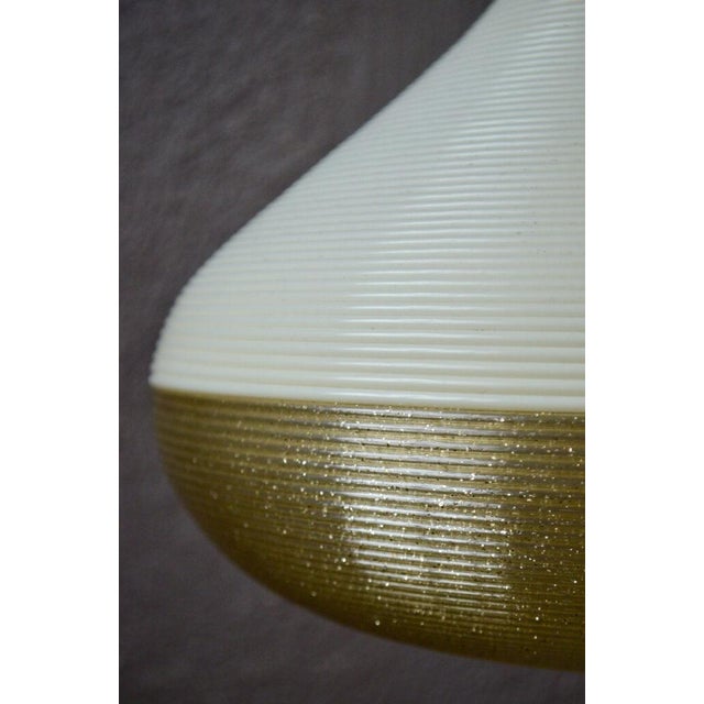 Plastic Rotaflex Pendant Light in White and Gold Rhodoid Shape, France, 1950s For Sale - Image 7 of 14