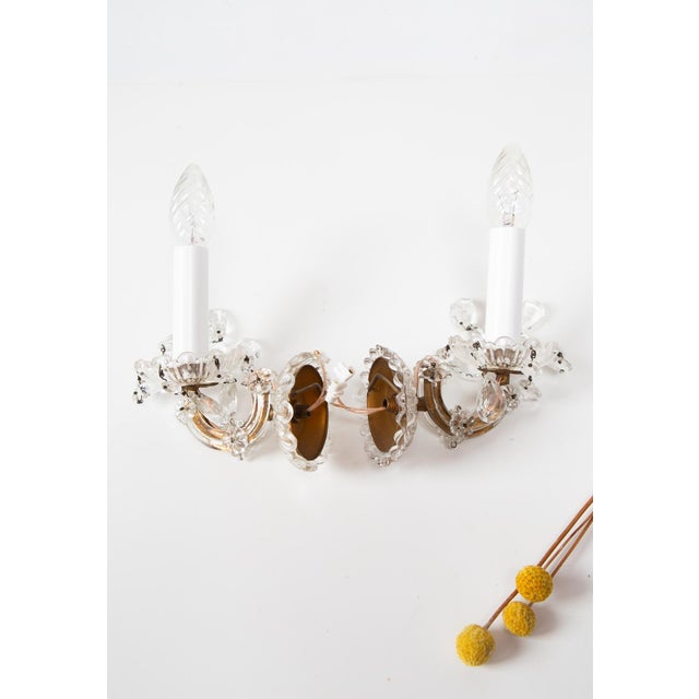 1950s Vintage French Wall Sconces in Crystal and Brass, 1950s, Set of 2 For Sale - Image 5 of 9