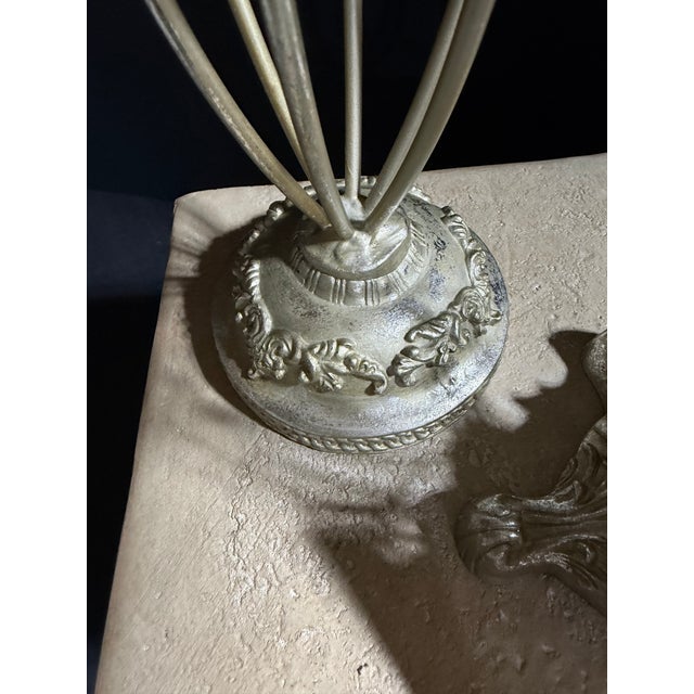 Victorian Celestial Meets the Sea Shell Topped Candleholders, a Pair-Coastal Art Sculpture For Sale - Image 3 of 6