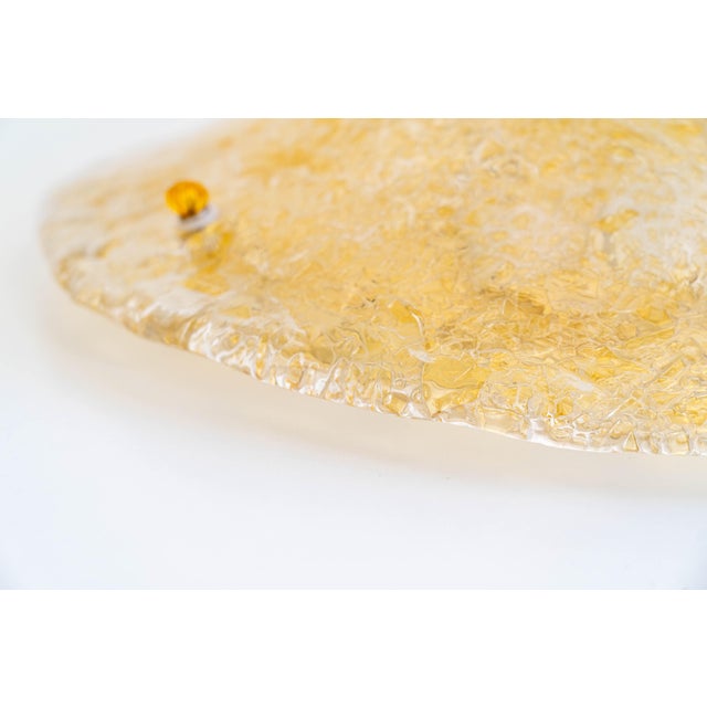 Clear and Golden Murano Glass Flush Mount with Brass Base from Sylcom Lighting, 1990s For Sale - Image 17 of 18