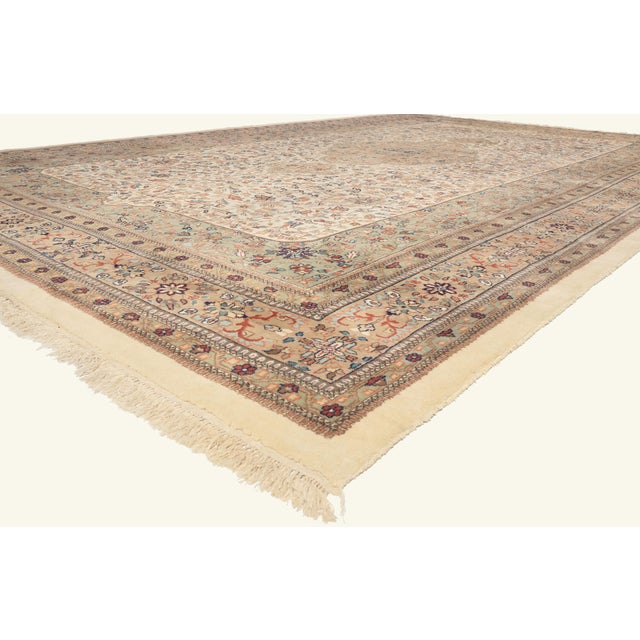 79822 Vintage Indian Tabriz Rug, 12'02 x 19'10. The Magnificent Garden: A Vintage Indian Tabriz Masterpiece of Enduring...