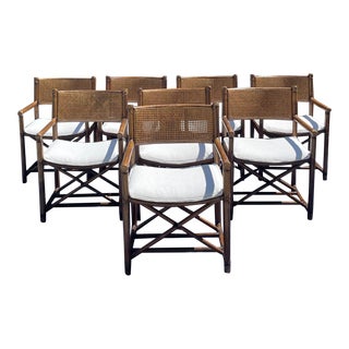 McGuire Vintage Rattan Dining Armchairs, a Set of 8 For Sale