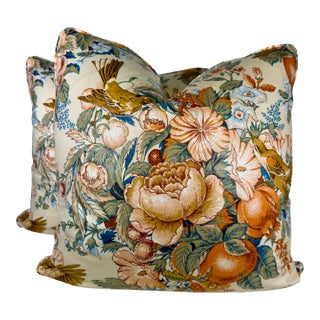 "Pennsbury Manor" Chintz 22" Pillows-a Pair For Sale