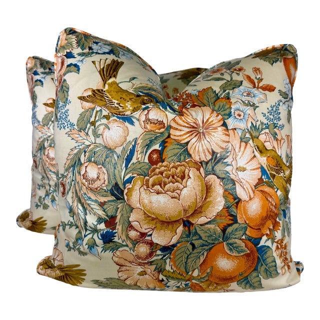 "Pennsbury Manor" Chintz 22" Pillows-a Pair For Sale