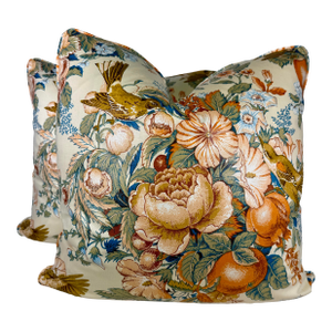 "Pennsbury Manor" Chintz 22" Pillows-a Pair