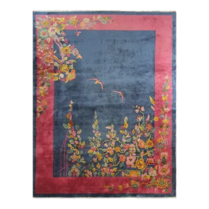 Antique Art Deco Carpet, the Happy World, 8'8" X 11'4"