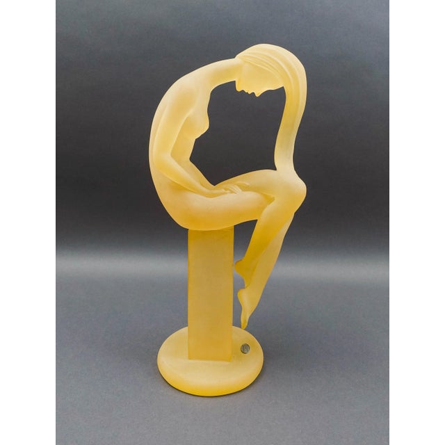 Mid 20th Century Vintage Monique Frosted Lucite Female Woman on Pedestal Sculpture For Sale - Image 5 of 10