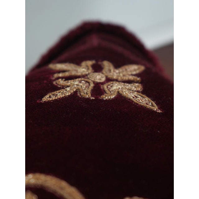 2010s Set of 3 Crewelwork on Velvet Down Accent Pillows For Sale - Image 5 of 11