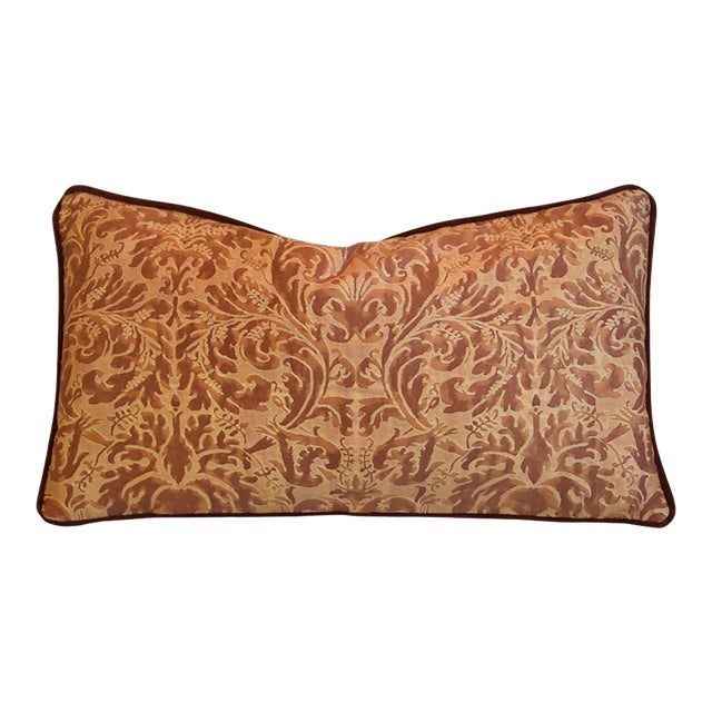 Italian Designer Mariano Fortuny Lucrezia Botanical Feather/Down Pillow 26" X 14" For Sale