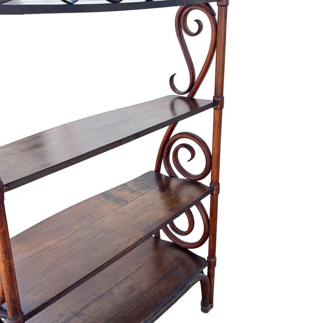 Mid 19th Century Vienna Secession Scrolling Oak Waterfall Étagère by Gebrüder Thonet, Attributed For Sale In Los Angeles - Image 6 of 12