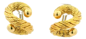 1970s Carlo Weingrill Italian 18k Gold Cable Twist Huggie Hoop Earrings, A Pair