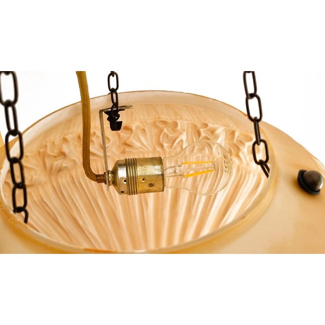 Vintage Art Deco Opal Glass Shade Pendant Lamp, 1920s For Sale - Image 3 of 10