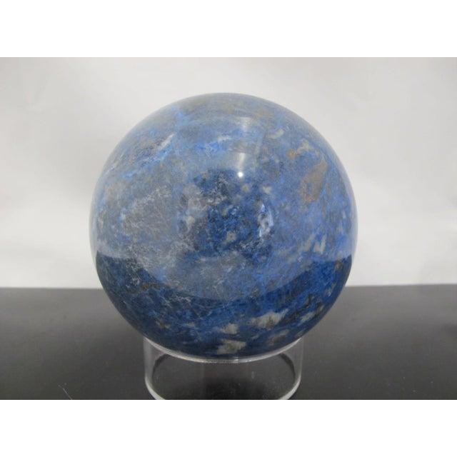 Abstract Large 8lb Lapis Lazuli Quartz Crystal Earth Ball Sphere With Stand For Sale - Image 3 of 7