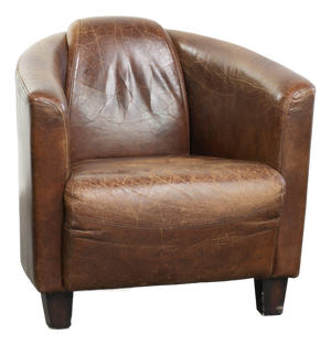 Cognac-Colored Cowhide Aviator Armchair
