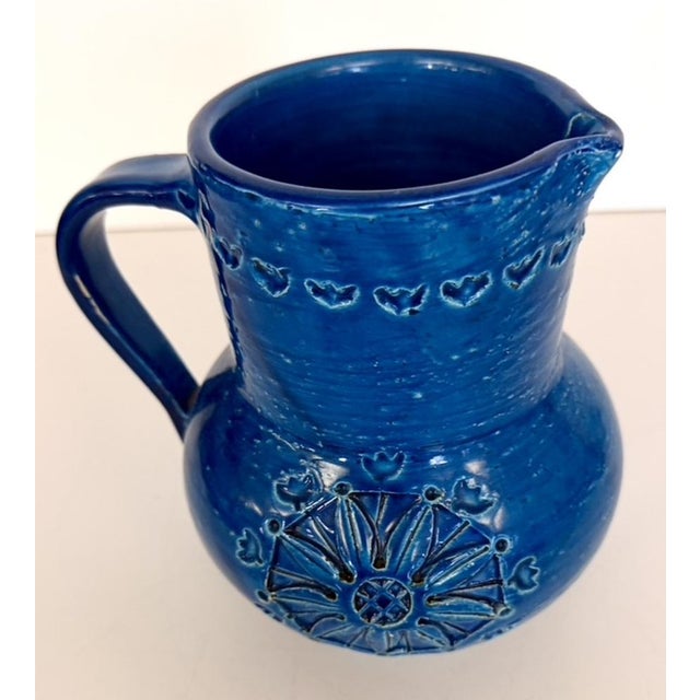 Blue Handmade Rimini Blue Lacquered Ceramic Jug by Aldo Londi for Bitossi, Italy, 1960s For Sale - Image 8 of 12
