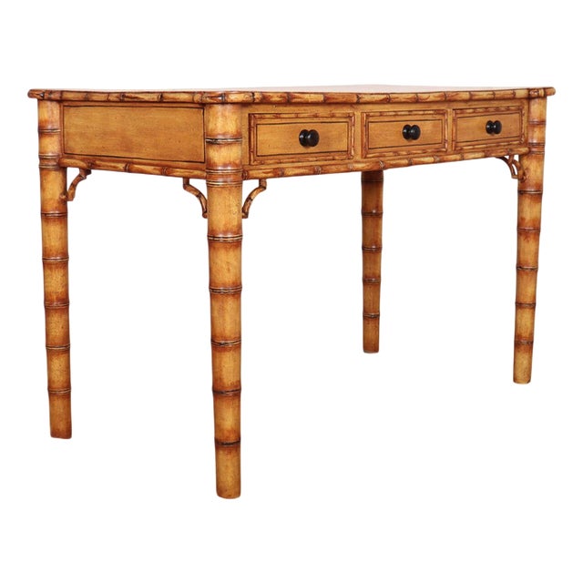 English Faux Bamboo Desk, 1920s For Sale