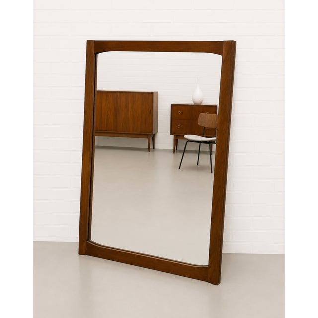 Brown Mid Century Modern Walnut Mirror, 1960s — Scandinavian Design, For Sale - Image 8 of 10