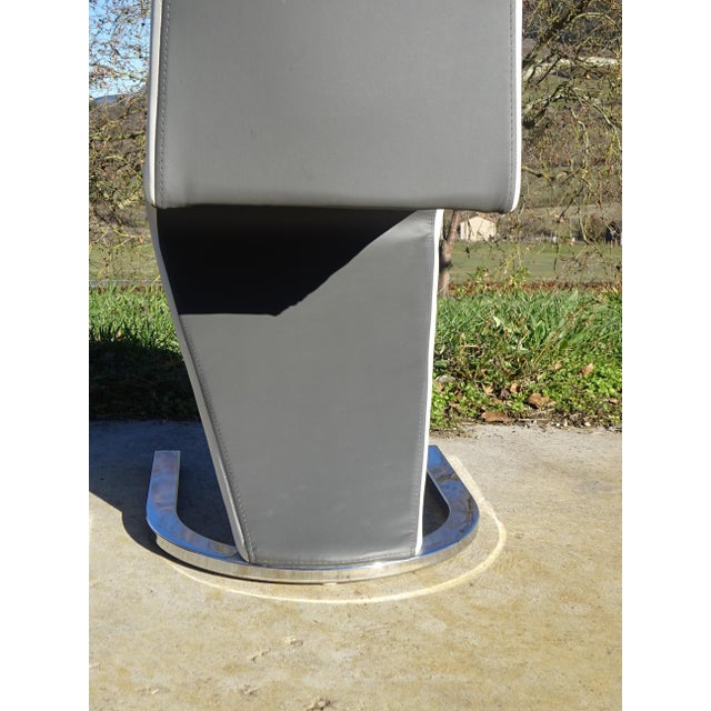 Gray Zig Zag Chairs with Chrome Base, 2000s, Set of 3 For Sale - Image 8 of 18