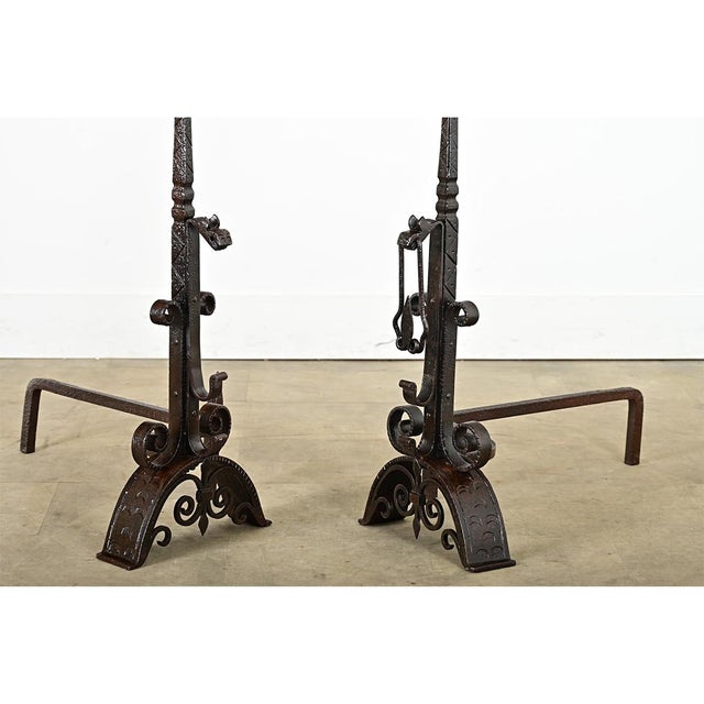 French 18th Century Forged Iron Andirons For Sale - Image 4 of 9