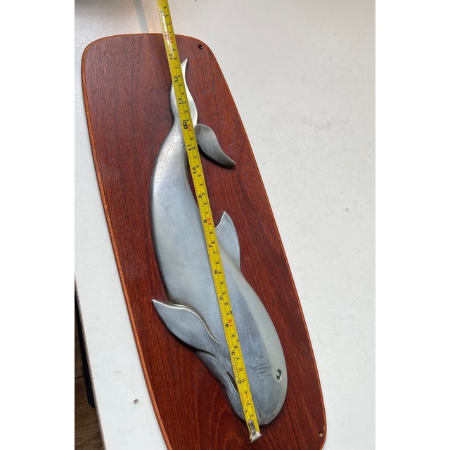 Vintage Whale Wall Plaque in Teak and Aluminum, 1950s For Sale - Image 6 of 8