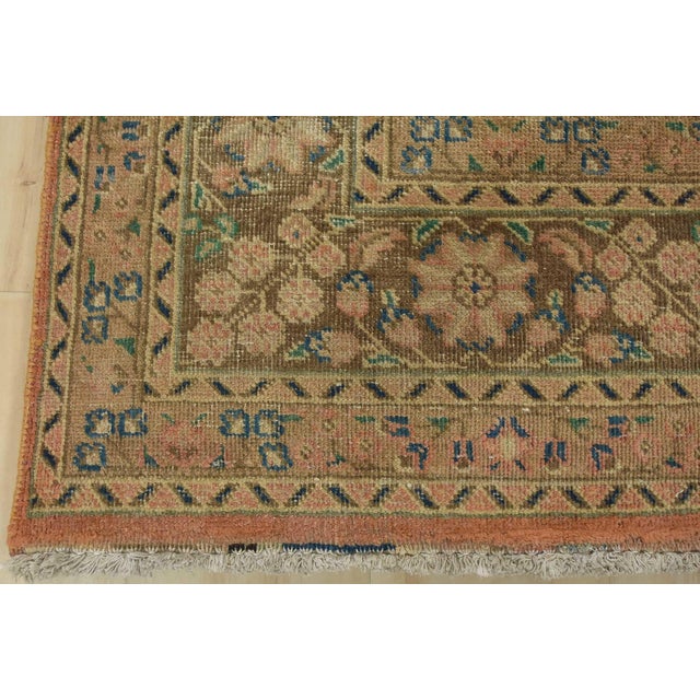 Tabriz Rug 6’6” X 9’9” Pink Wool Vintage Distressed Hand-Knotted Carpet For Sale - Image 12 of 15