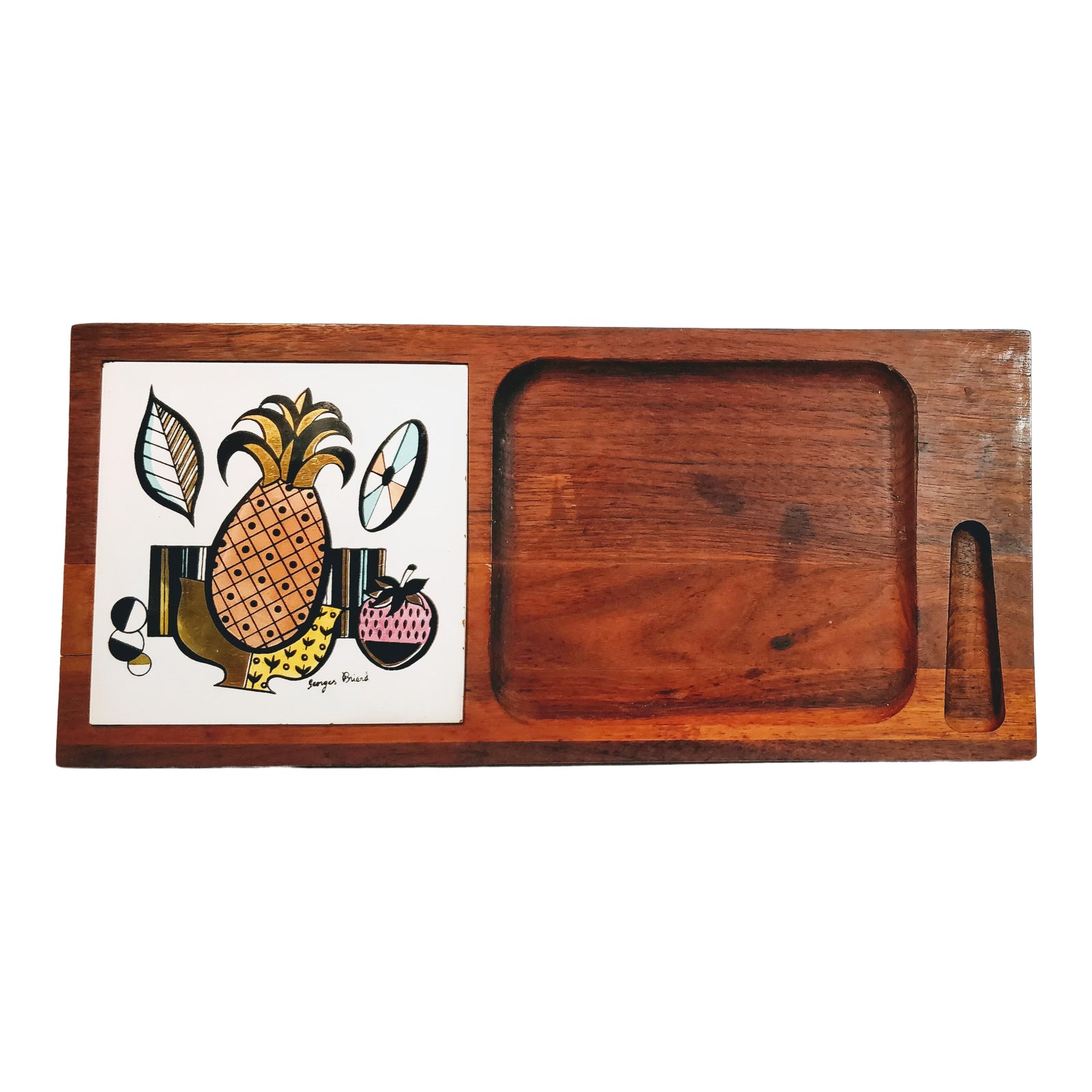 Vintage Briard Bar Cutting Board Cheese Tray Tile Pineapple