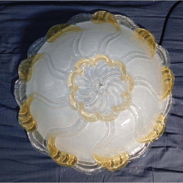 20th Century Italian Clear and Amber Murano Graniglia Flush Mount For Sale - Image 4 of 9