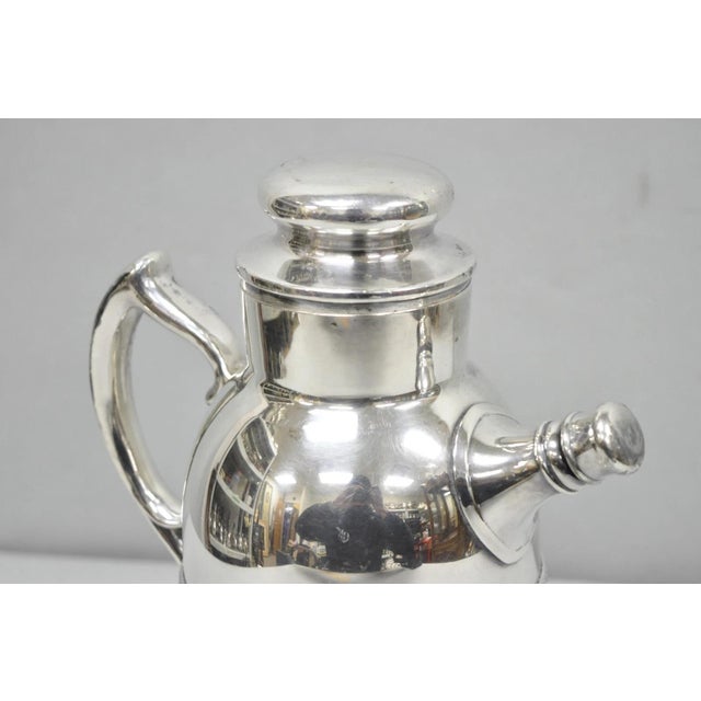 Art Deco Vintage Art Deco Silver Plated Martini Cocktail Shaker Pitcher by Poole 2601 For Sale - Image 3 of 16
