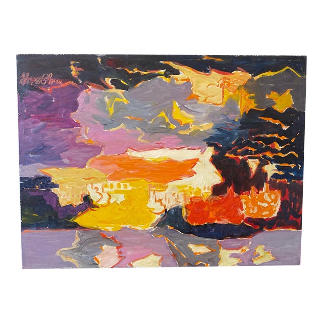 Molly Schiff Abstracted Landscape Painting 1970s For Sale