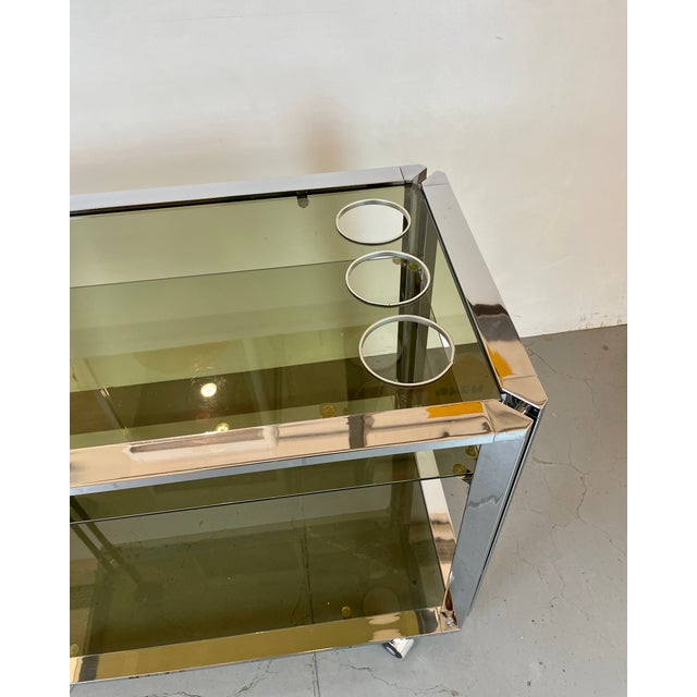 1970s Space Age Chrome and Smoked Glass Bar Cart, 1970s For Sale - Image 5 of 18