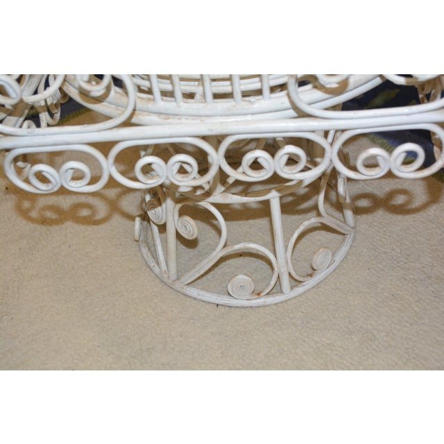Vintage Tall White Fern Head Round Wicker Hanging Bird Cage W/ Single Door For Sale - Image 12 of 17