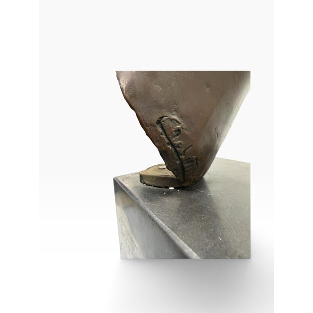 Late 20th Century Signed Milo (Miguel Lopez) Art Deco Bronze Weimaraner / Pointer Dog Bust Statue For Sale - Image 9 of 11