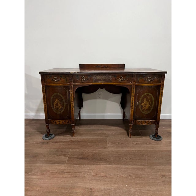 Johnson Furniture Company 1920s Antique Adams-Style Vanity and Bench - Set of 2 For Sale - Image 4 of 7