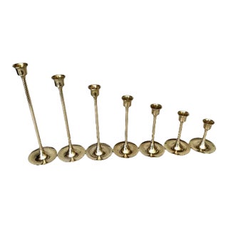 Vintage Graduated Brass Candlestick Holders - Set of 7 For Sale