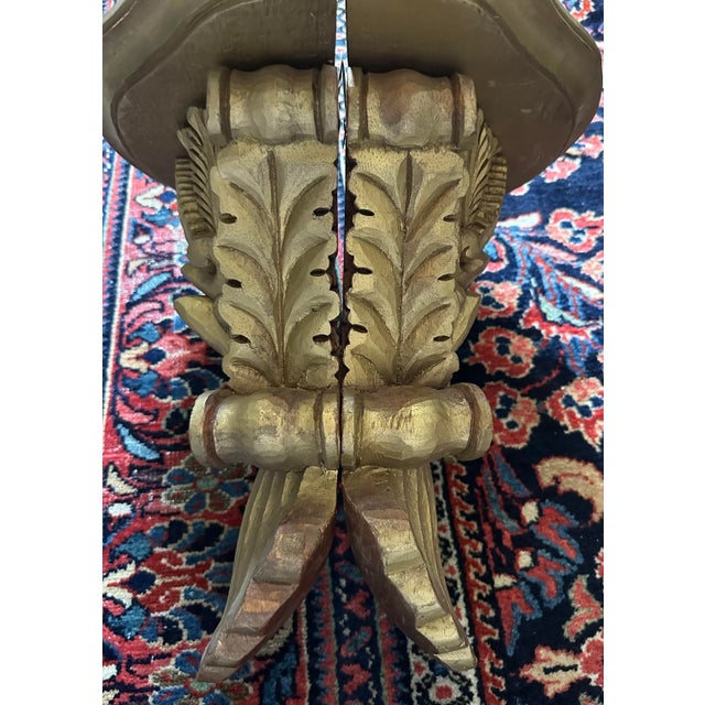 Pair of 18th Century Italian Neoclassical Gold Gilt Carved Wood Brackets Wall Mount Shelves For Sale In San Diego - Image 6 of 13