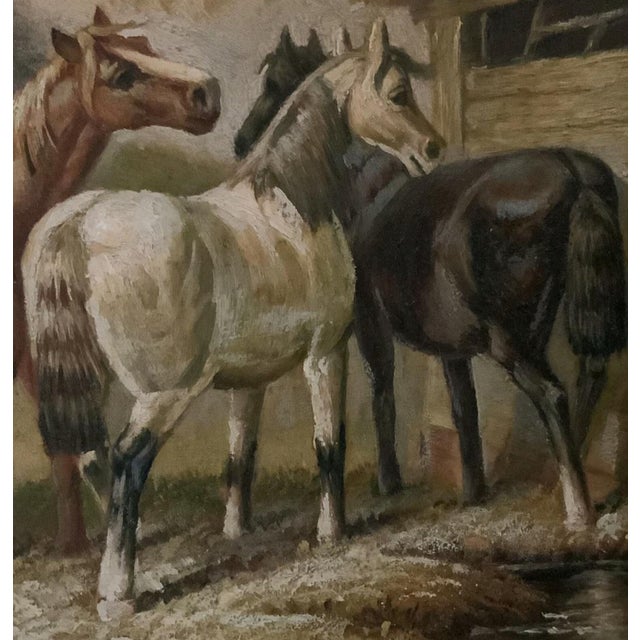 Mid 19th Century 19th Century Oil Painting of Horses With Gilt Frame by Biggs & Sons London For Sale - Image 5 of 10