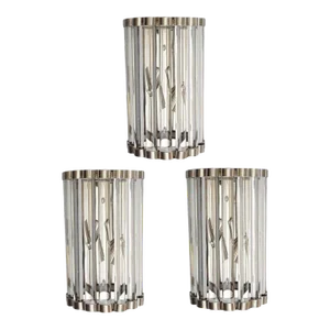 Vintage Set of 3 Italian Clear Crystal Sconces