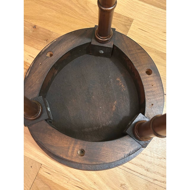 Vintage Neoclassical Burl Veneer & Brass Three-Column Plant Stand or Pedestal For Sale - Image 9 of 10