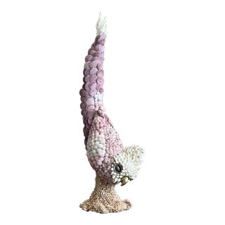 Vintage Coastal Monumental Shell Encrusted Cockatoo For Sale