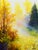 Golden Light by Michelle Condrat | Oil On Board Autumn landscape with bright yellow light and trees. For Sale
