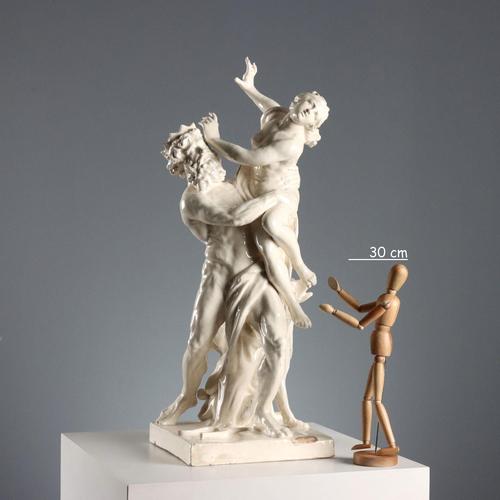 Glazed terracotta sculpture depicting "The Rape of Proserpina." The composition reproduces, on a smaller scale, Gian...