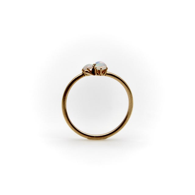 Late 19th Century Victorian 14k Gold Opal 3-Leaf Clover Ring, Size 5.25 For Sale In Los Angeles - Image 6 of 9