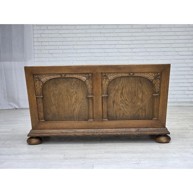 Danish 2-Seater Sofa in Striped Green Furniture Wool and Oak, 1950s For Sale - Image 18 of 18